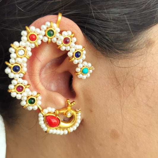 Royal Pearl Kundan Earcuff Earrings