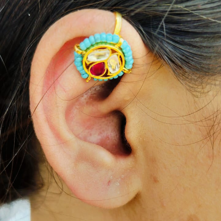 Rajkumari Round Kundan Ear Cuff