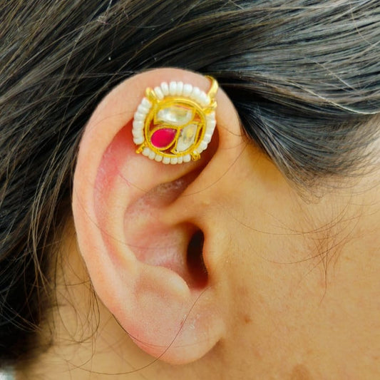 Rajkumari Round Kundan Ear Cuff