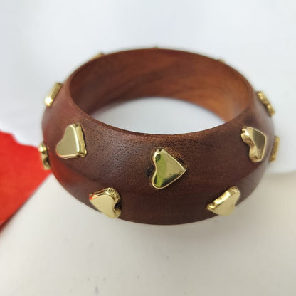 Heartbeat charm Wooden Bangle