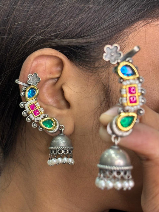 Bhavika Pachi kundan oxidised jhumka