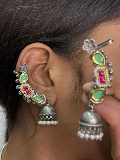 Bhavika Pachi kundan oxidised jhumka