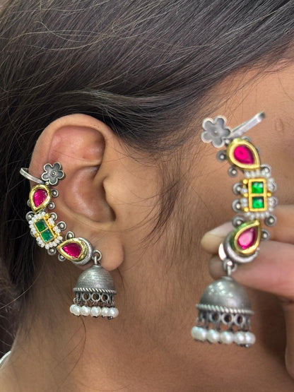 Bhavika Pachi kundan oxidised jhumka