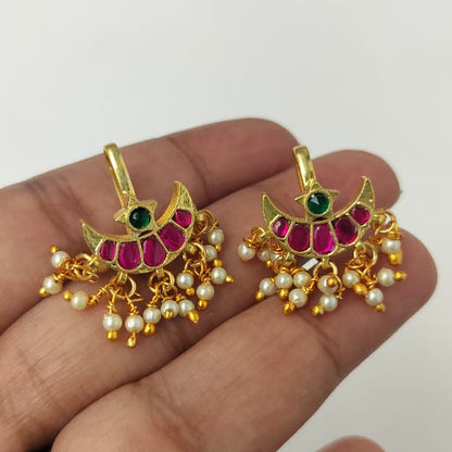 Chandra Golden Kundan Pearl Bugadi Earrings - Set of 2