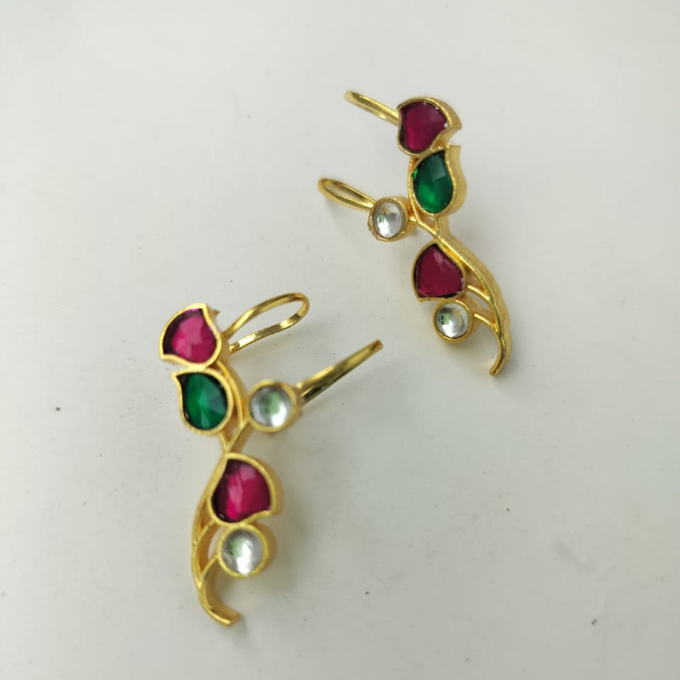 Studded Stone Earcuff Earrings - Set of 2
