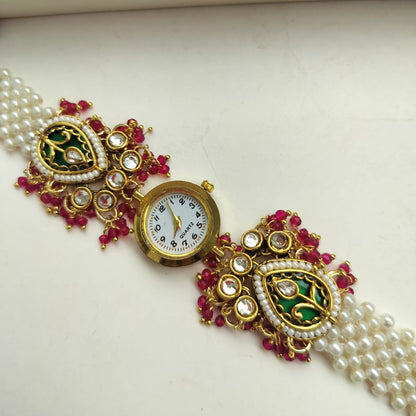 Pearl Meenakari Heritage Bracelet Watch