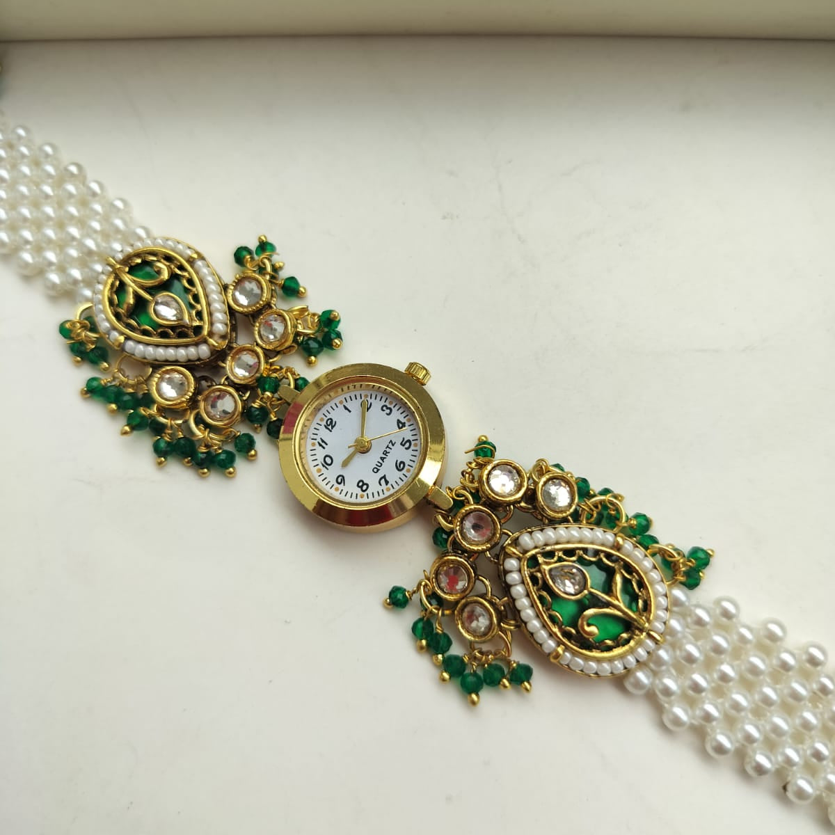 Pearl Meenakari Heritage Bracelet Watch