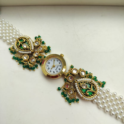 Pearl Meenakari Heritage Bracelet Watch