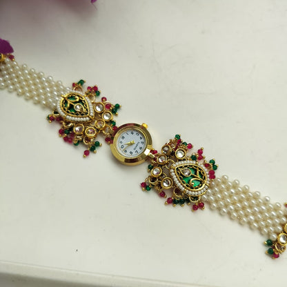 Pearl Meenakari Heritage Bracelet Watch