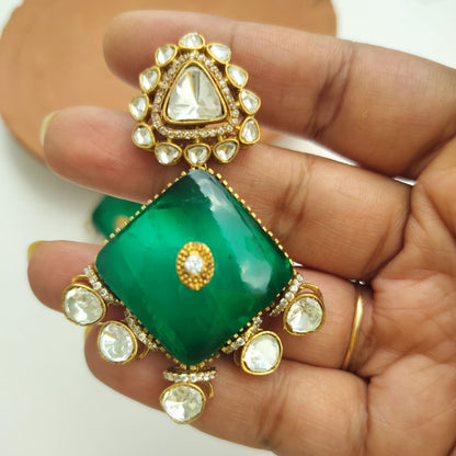 Moissanite Kundan Statement Earrings