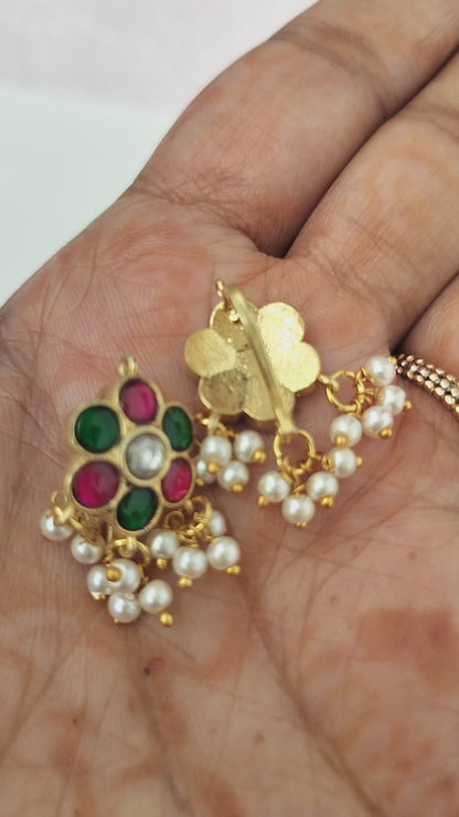 Floral Bugadi Stone pearl Press Bugadi - Set of 2