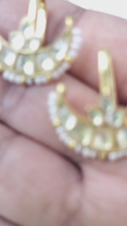 Half Moon Kundan Bugadi Earrings -Set of 2