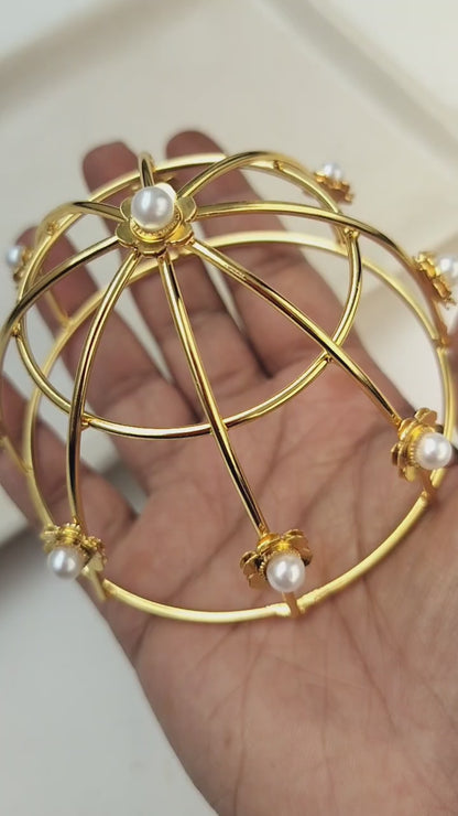 Bold Minimal Brass Hair Bun Cage with bun stick