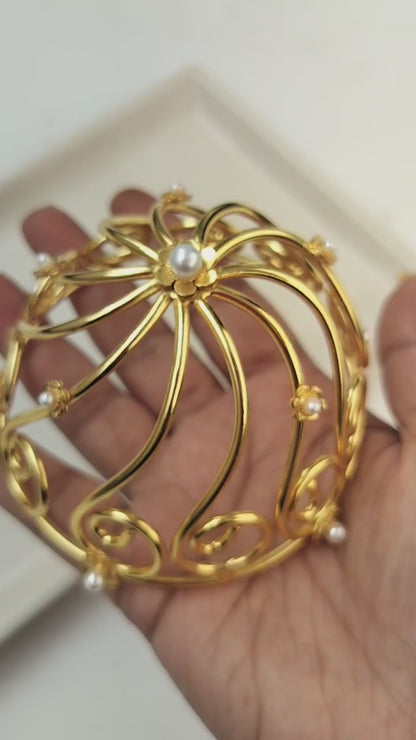 Twisted Brass Hair Bun Cage with bun stick