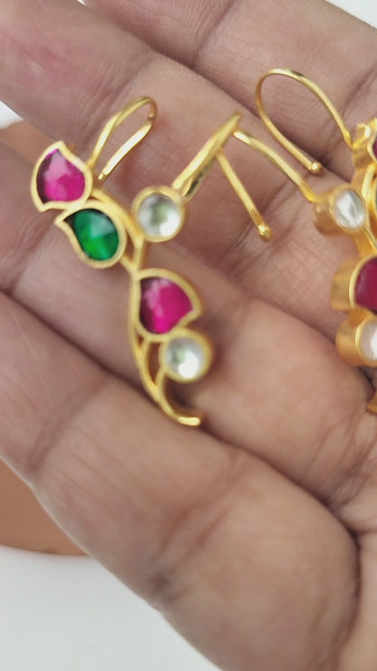 Studded Stone Earcuff Earrings - Set of 2