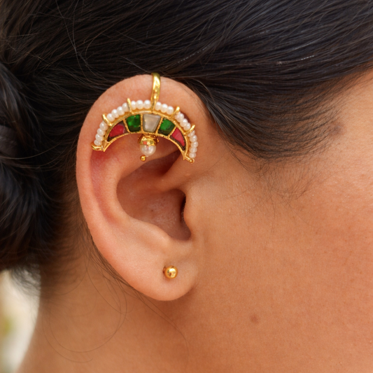 Navratna Pearl Bugadi Earrings