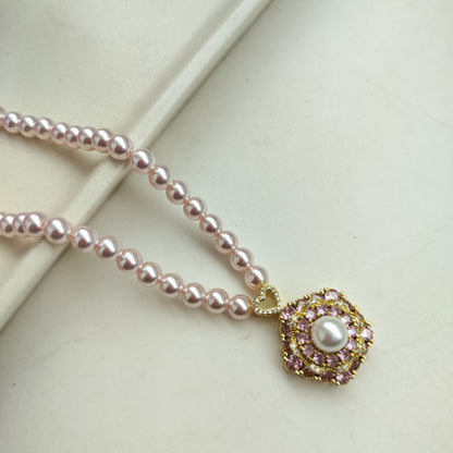 Rose Gold Pearl Pendant Necklace