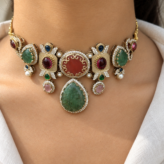 Sabyasachi Inspired Onyx Necklace set