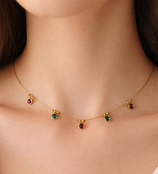 Multicolored stone Invisible Neckpiece