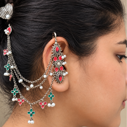 Fusion needle Earcuffs with attached kaan chain